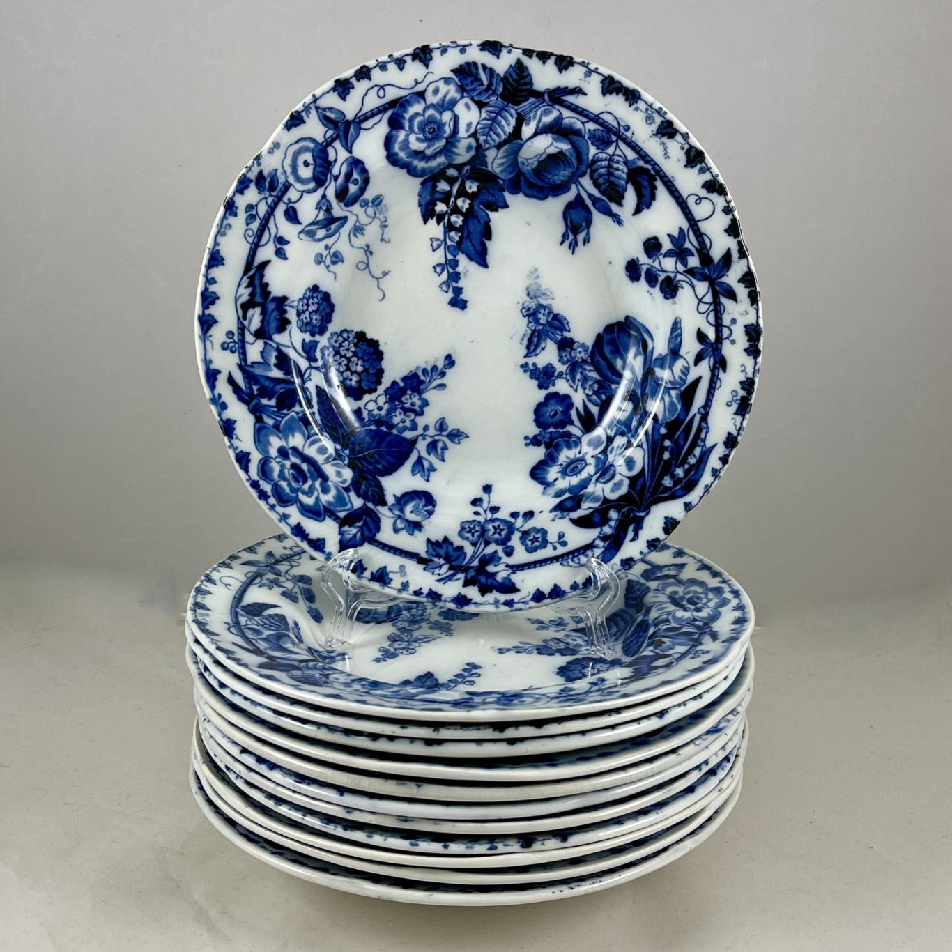 Creil et Montereau Faïence Flora Muguet Rimmed Soup Plate, per