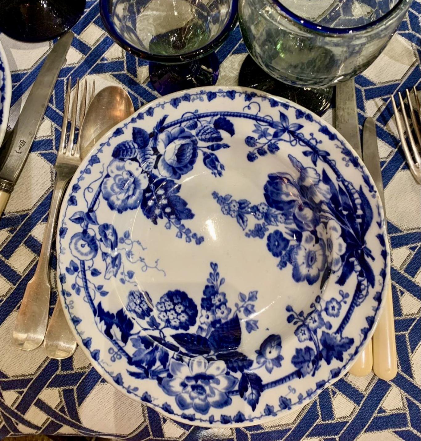 Creil et Montereau Faïence Flora Muguet Rimmed Soup Plate, per