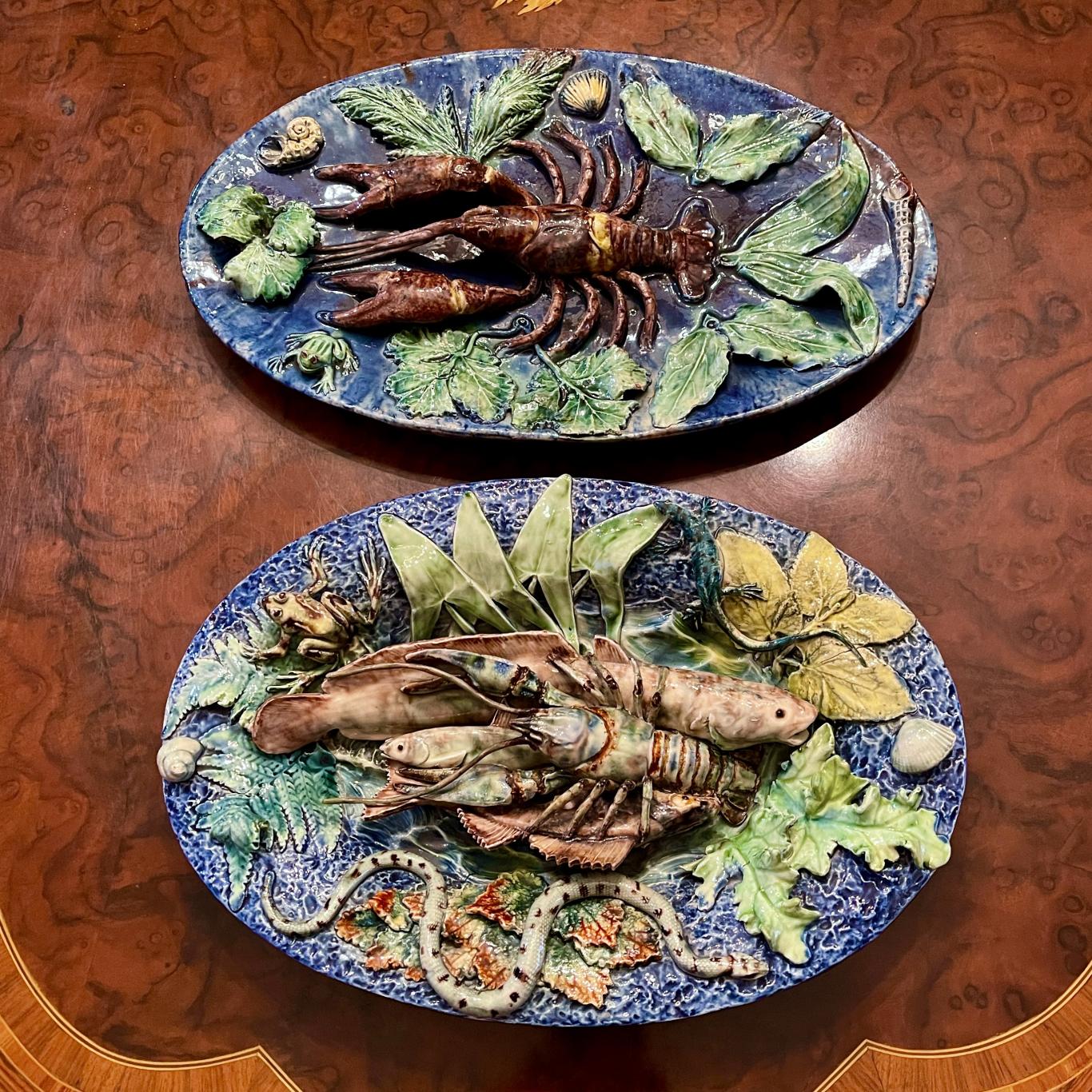 French François Maurice Palissy Majolica Lobster Plaque – Black