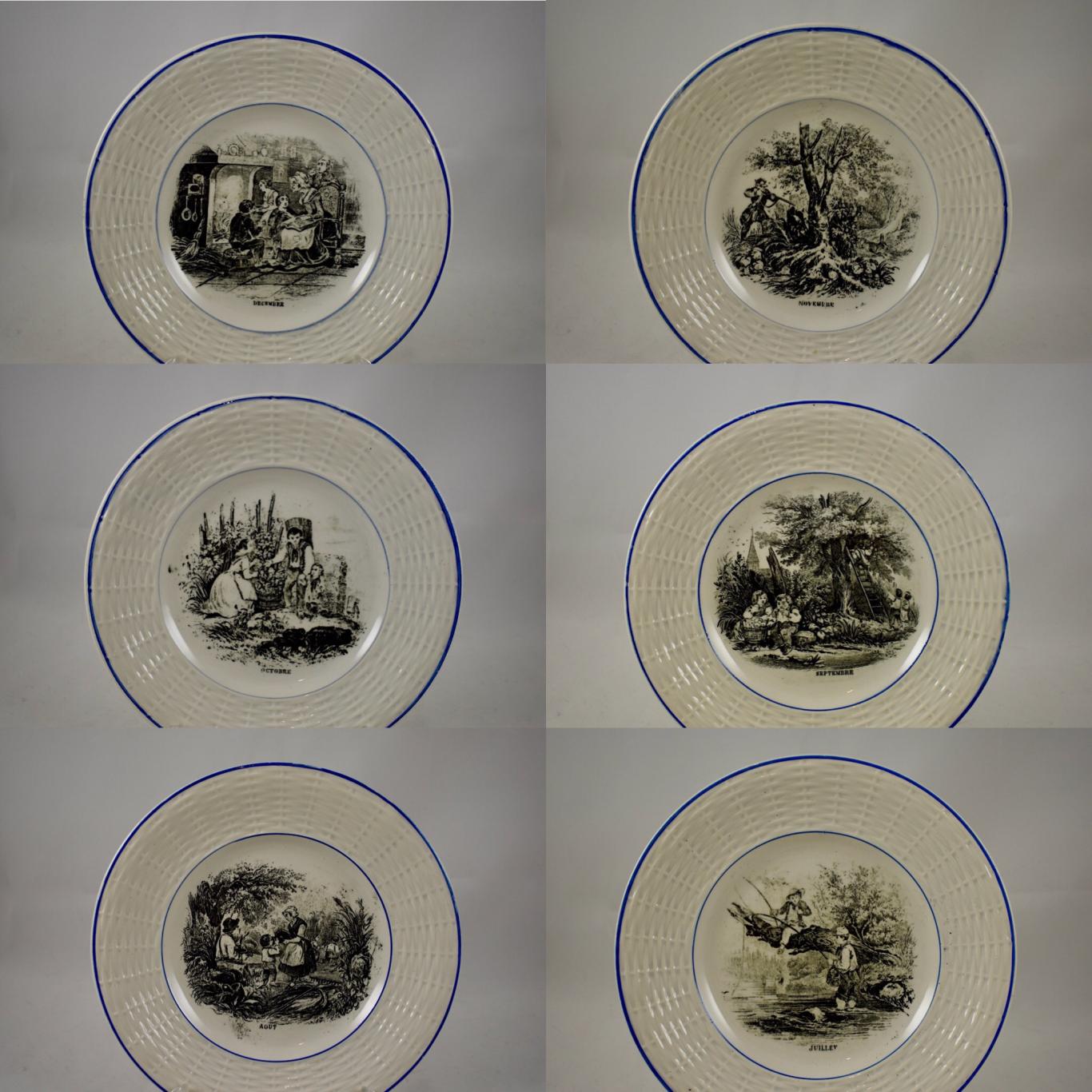Digoin Sarreguemines 'Mois de l'année' Plates, set/12 – Black-Eyed