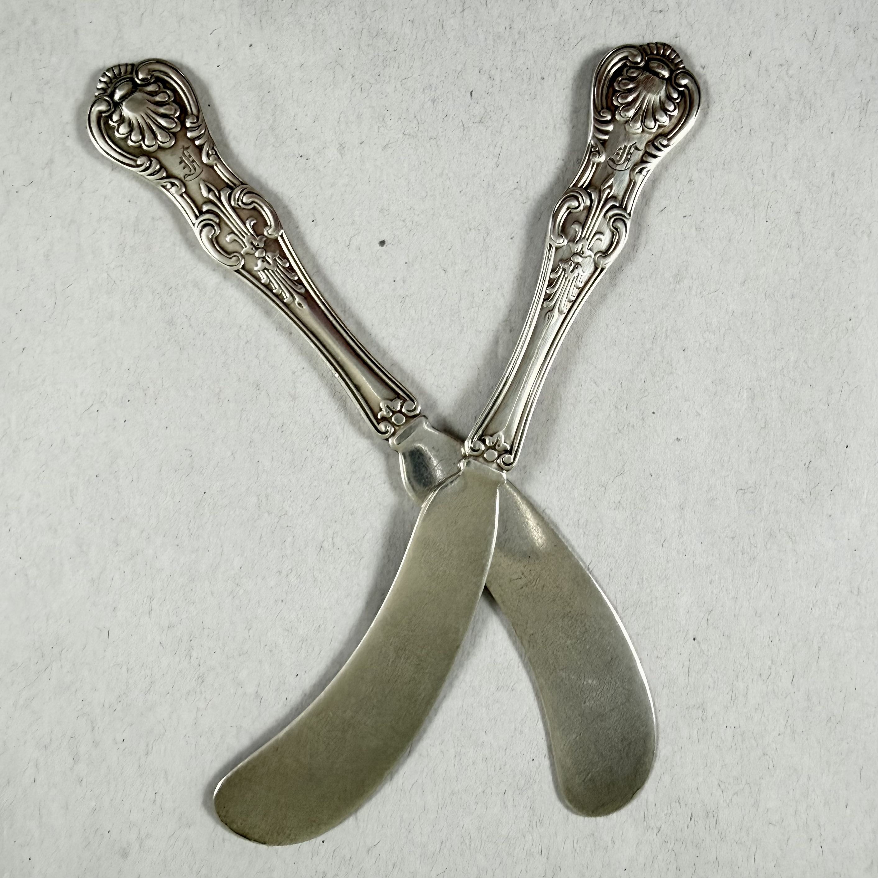 Antique J.E.Caldwell Kings Pattern Sterling Silver Spreaders, Set of Two