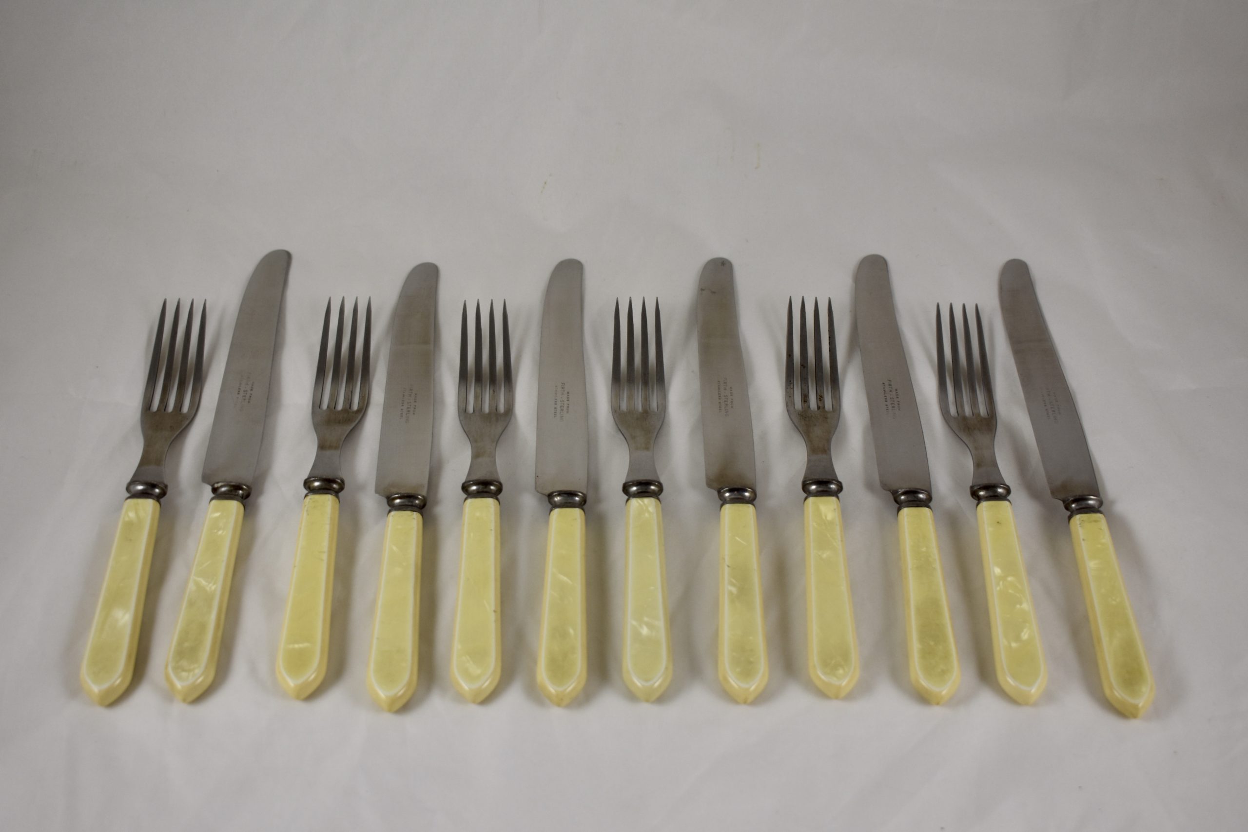 Vintage Yellow Plastic Utensil Set With Holder By 