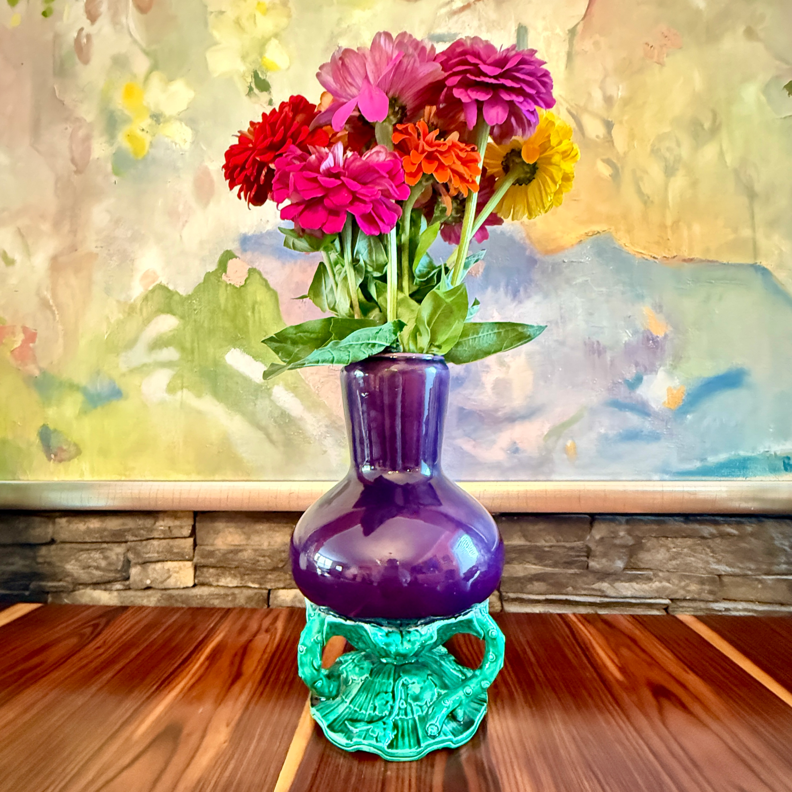 English Mintons Majolica Aubergine Eggplant Vase