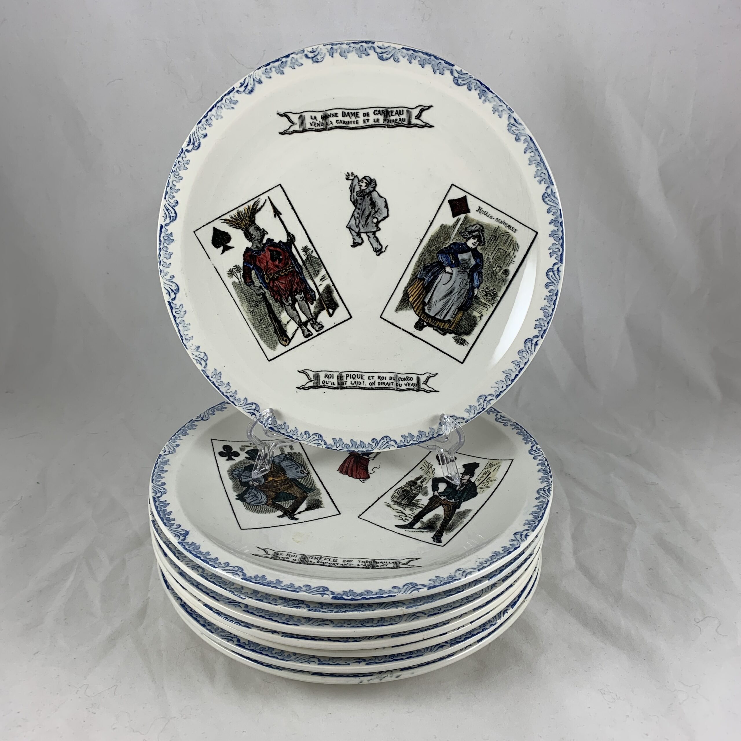Creil et Montereau Faïence Card Plates, S/8