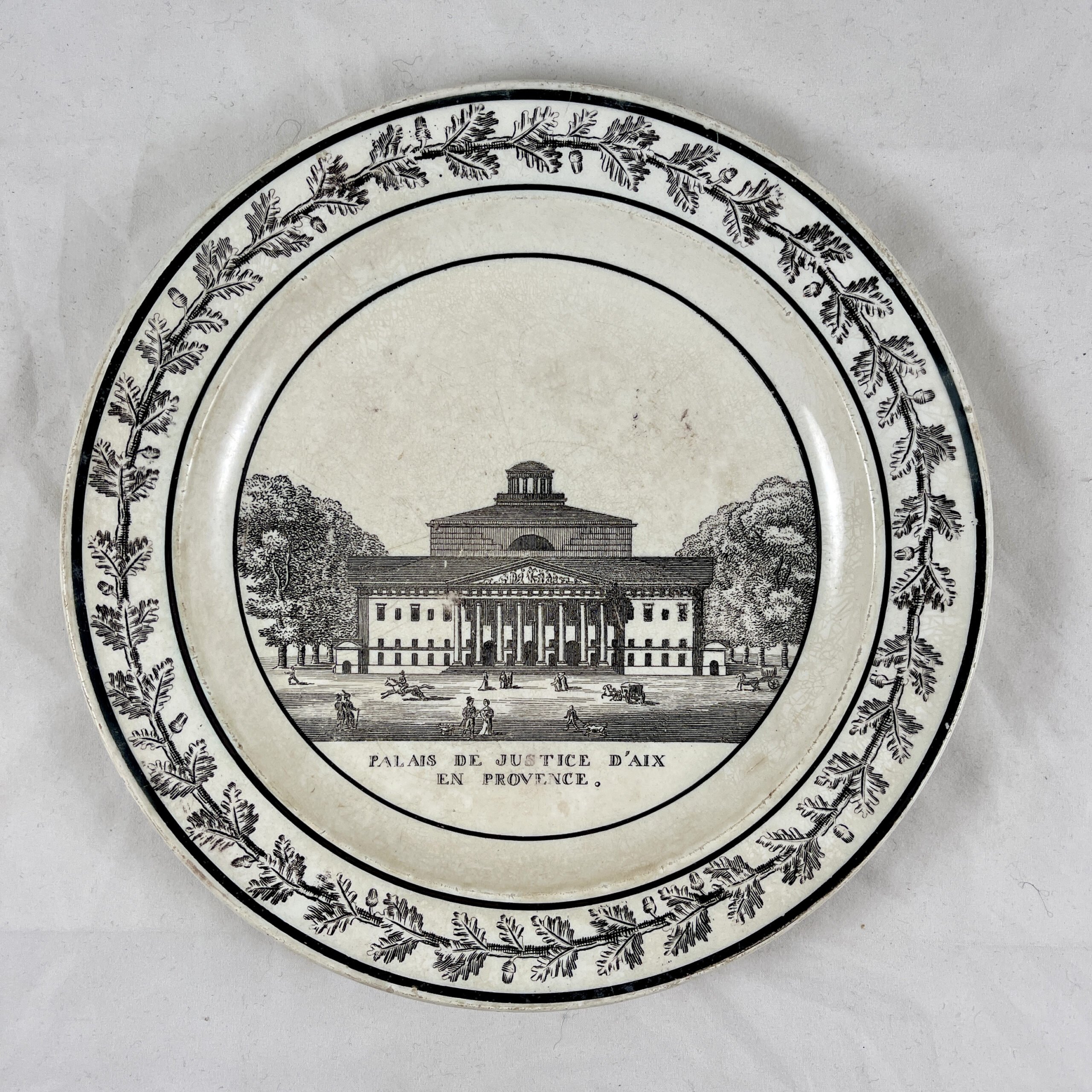 Montereau French Creamware Faïence d'Aix en Provence Architecture Plate