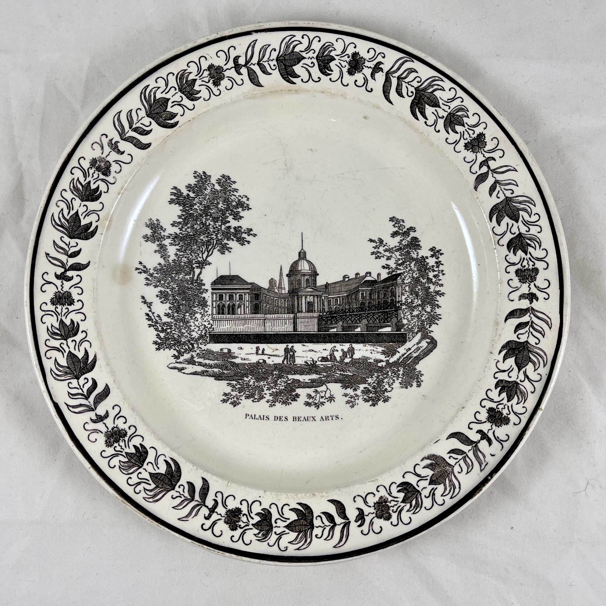 Creil French Creamware Faïence Palais des Beaux Arts Architecture Plate