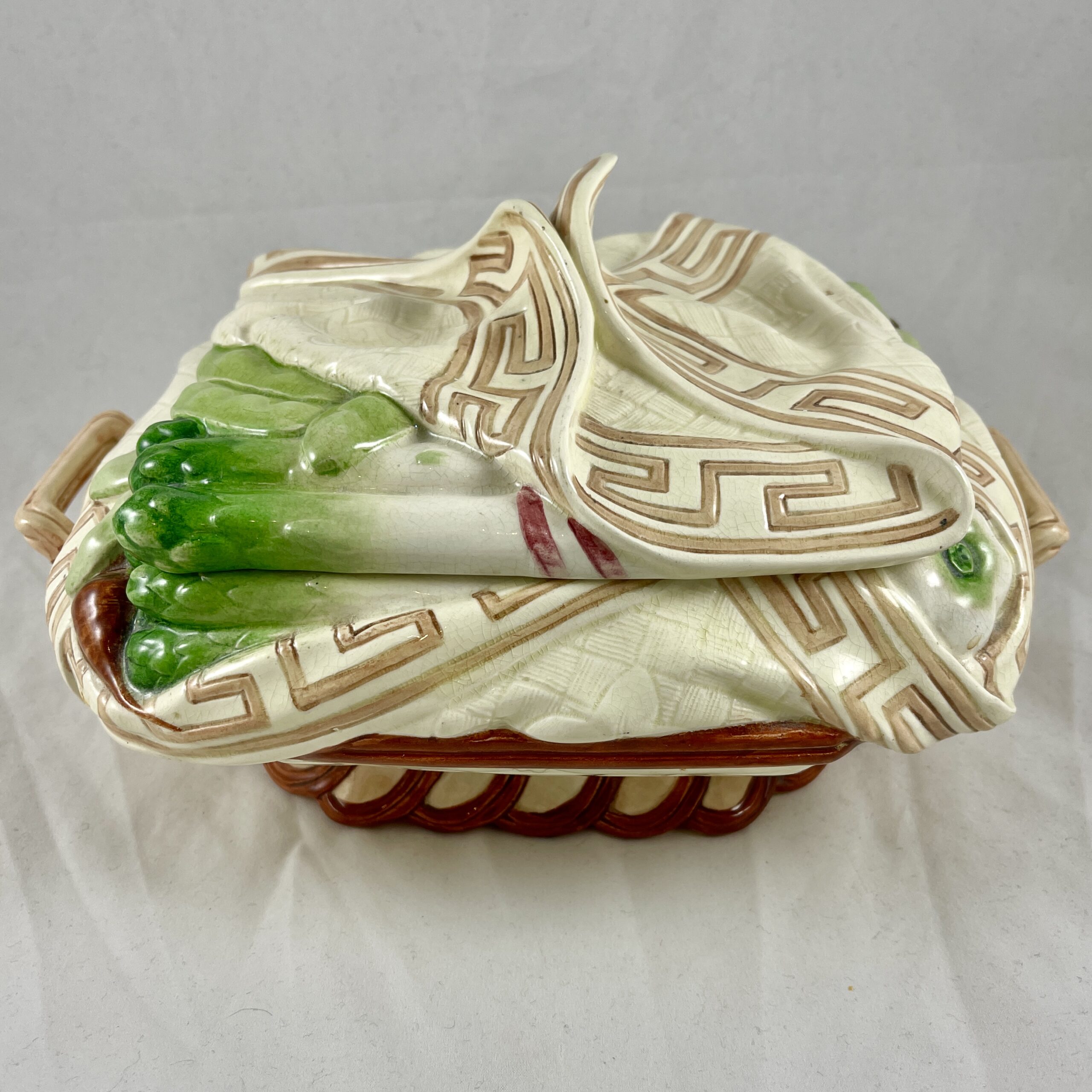 French Sarreguemines Asparagus Covered Vegetable Tureen - SOLD
