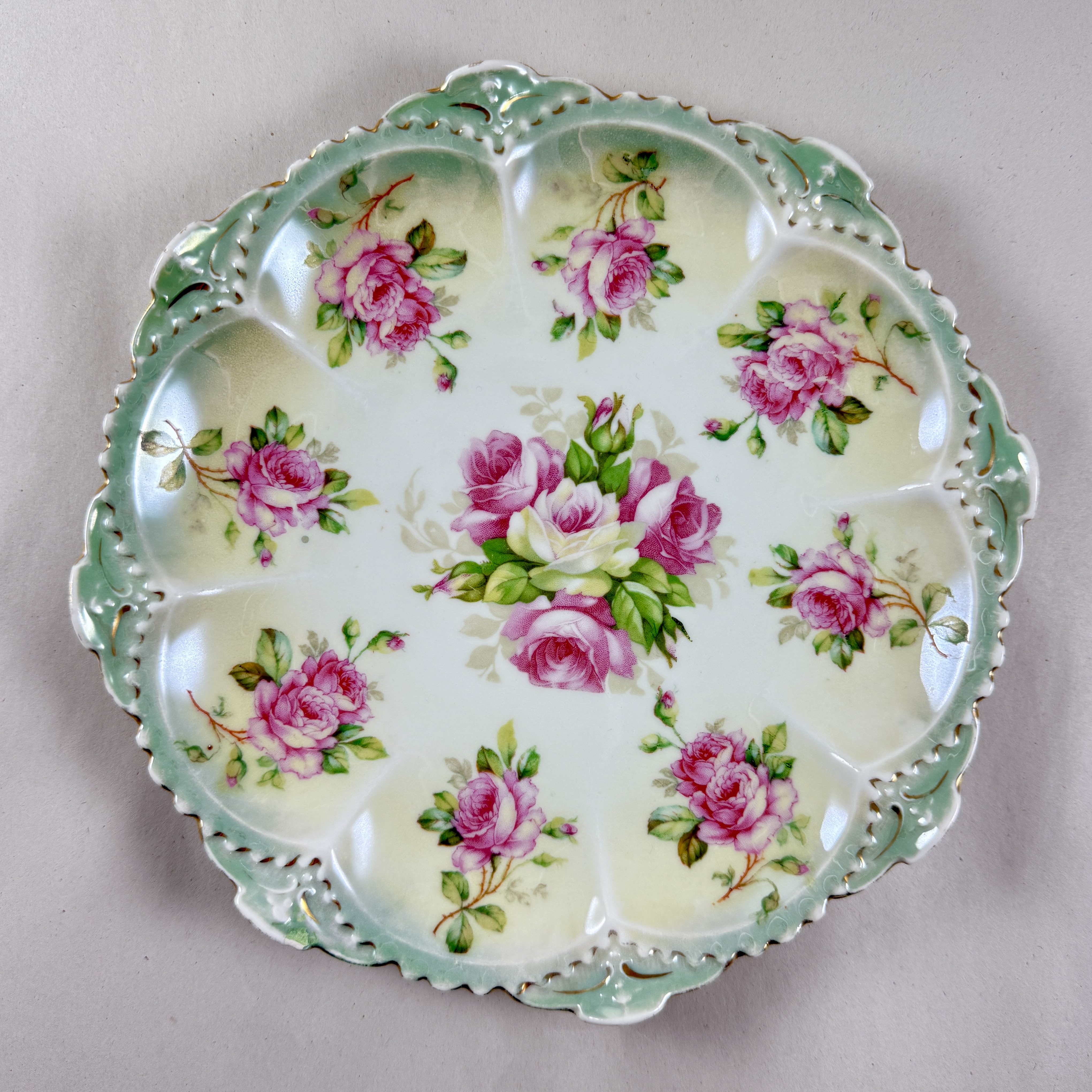 Austrian Moritz Zdekauer Porcelain Rose Plate
