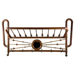 Belle Epoque Oak & Brass Hanging & Folding Wall Coat & Hat Rack