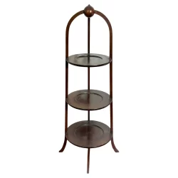 19th Century American Mahogany Three -Tier Side Table Muffin Stand, makers label - SOLD