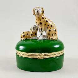 Fitz and Floyd Spotted Dogs Porcelain Trinket Box