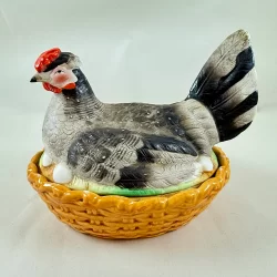 Staffordshire Hand-Painted Hen on Nest of Eggs Tureen