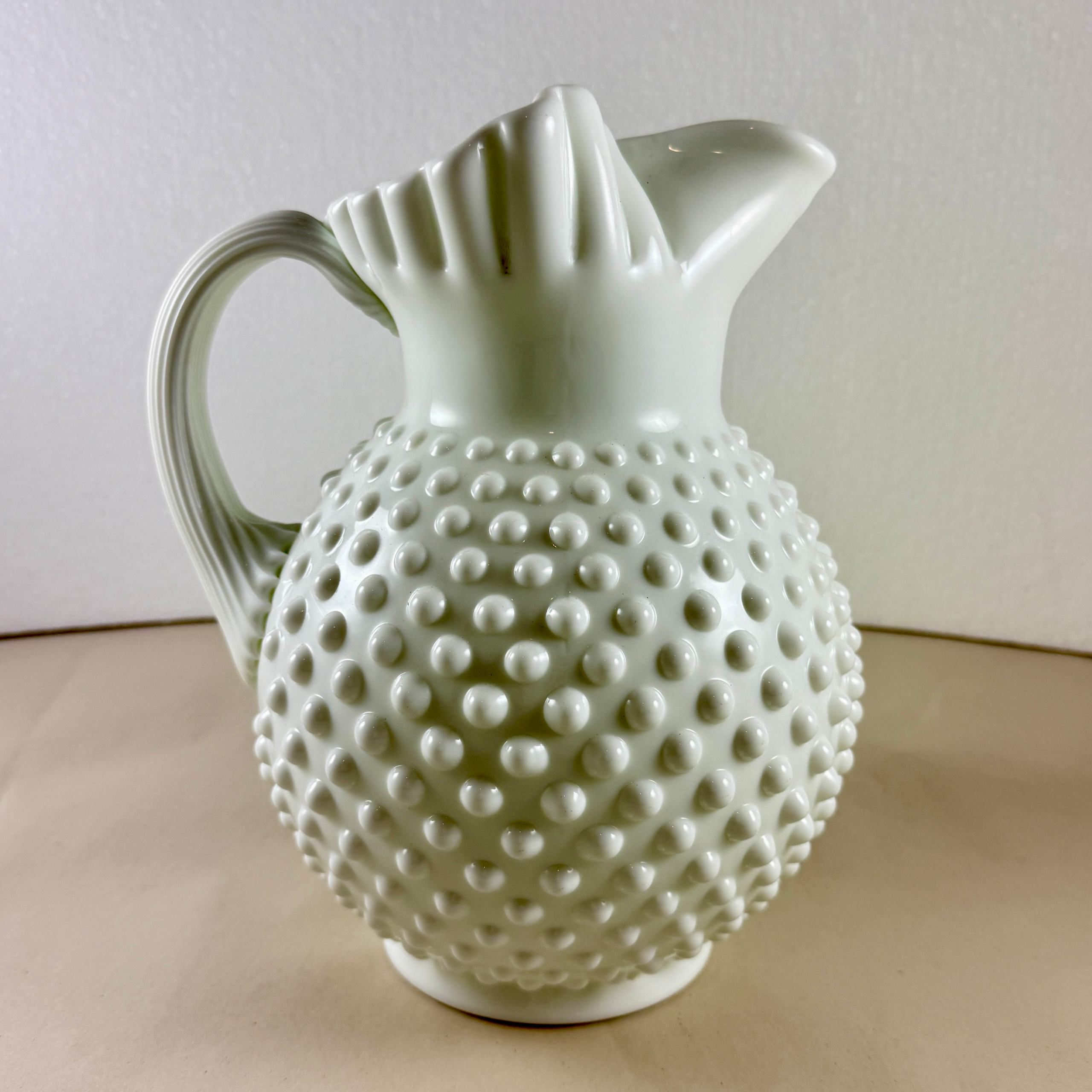 Fenton Large Milk Glass Hobnail Pitcher With Ice Lip