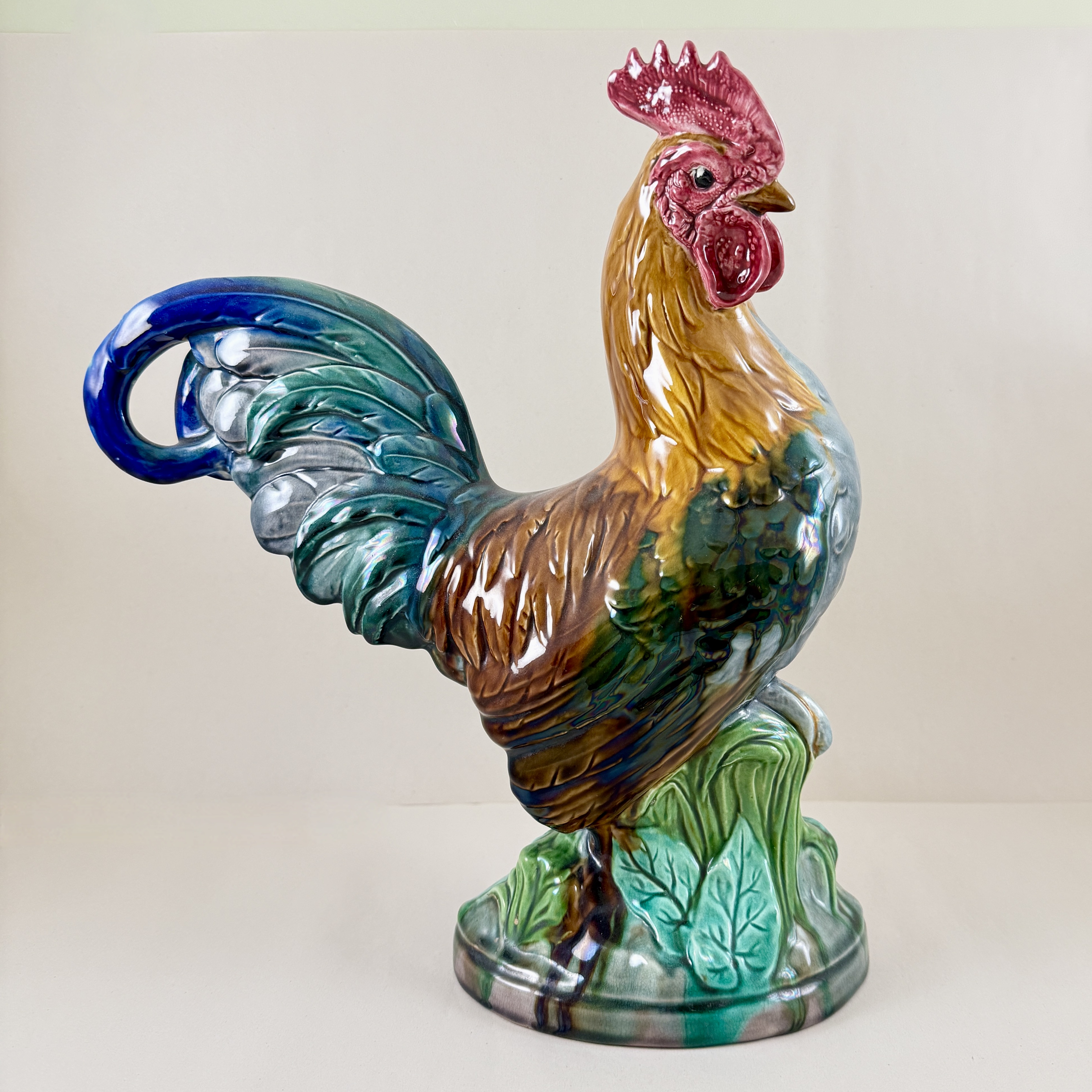 Minton Majolica John Henk Rooster Figural, circa 1910
