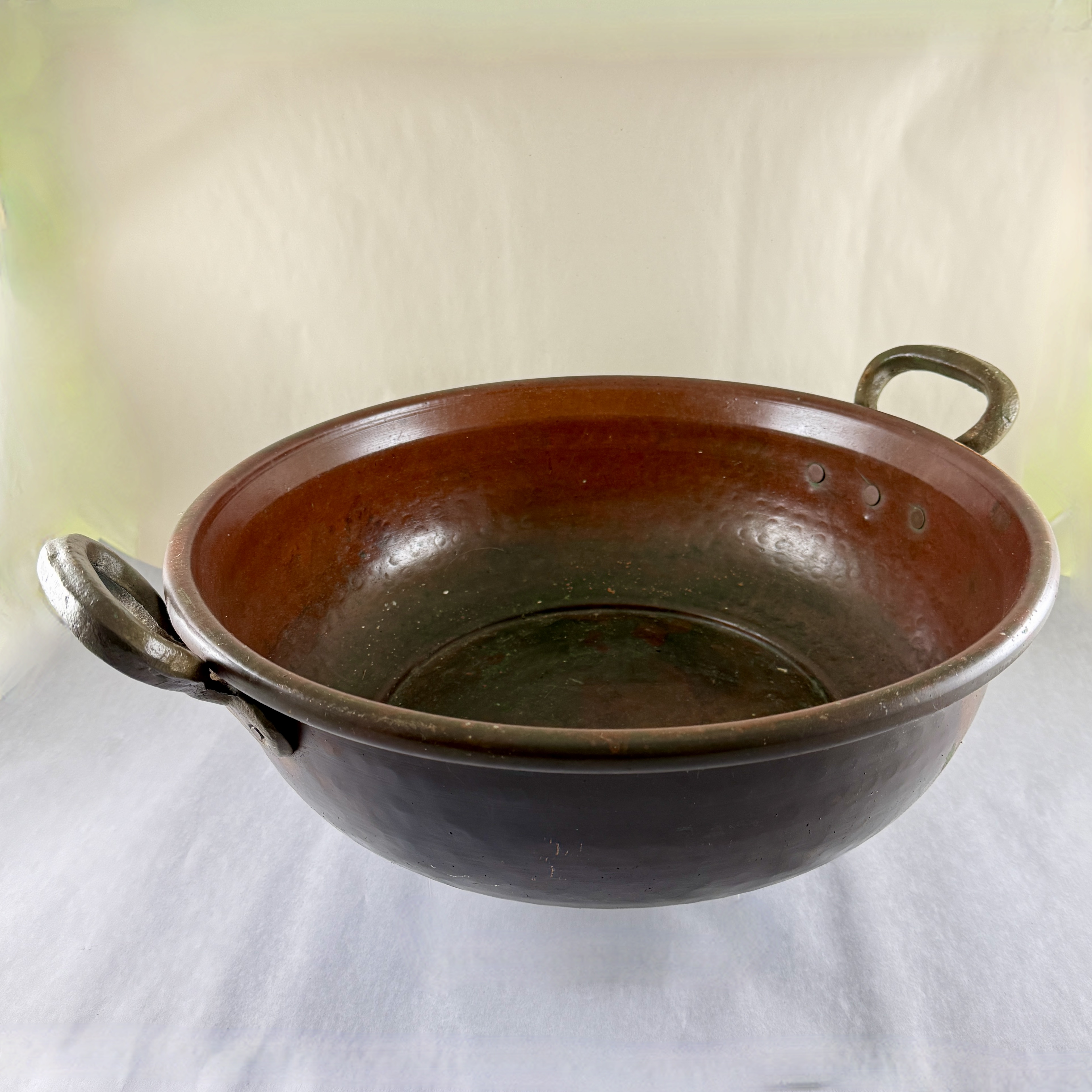 19th C. English Large Brass Handled Copper Pot