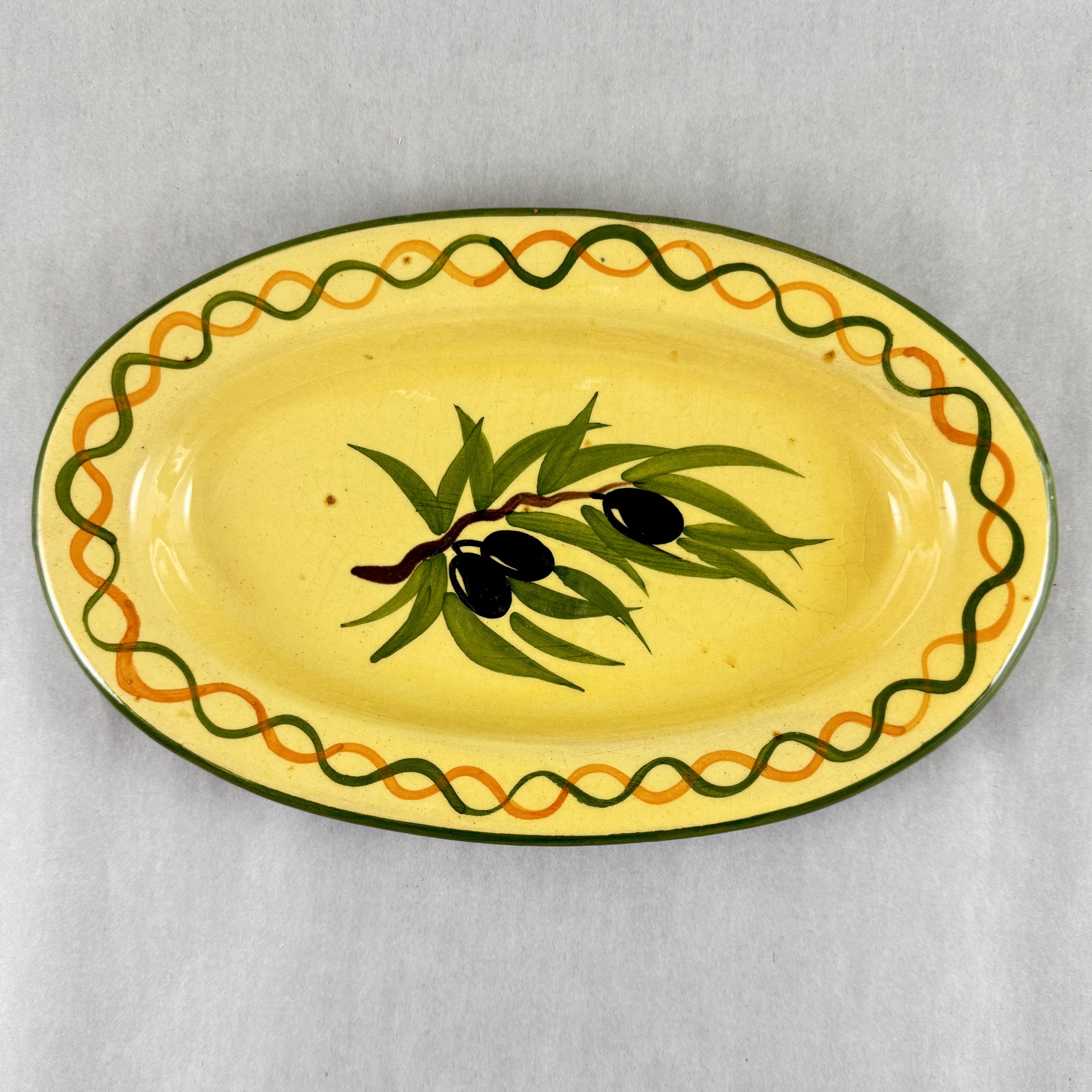French Provençal Pottery Hand Potted & Painted Olive Server