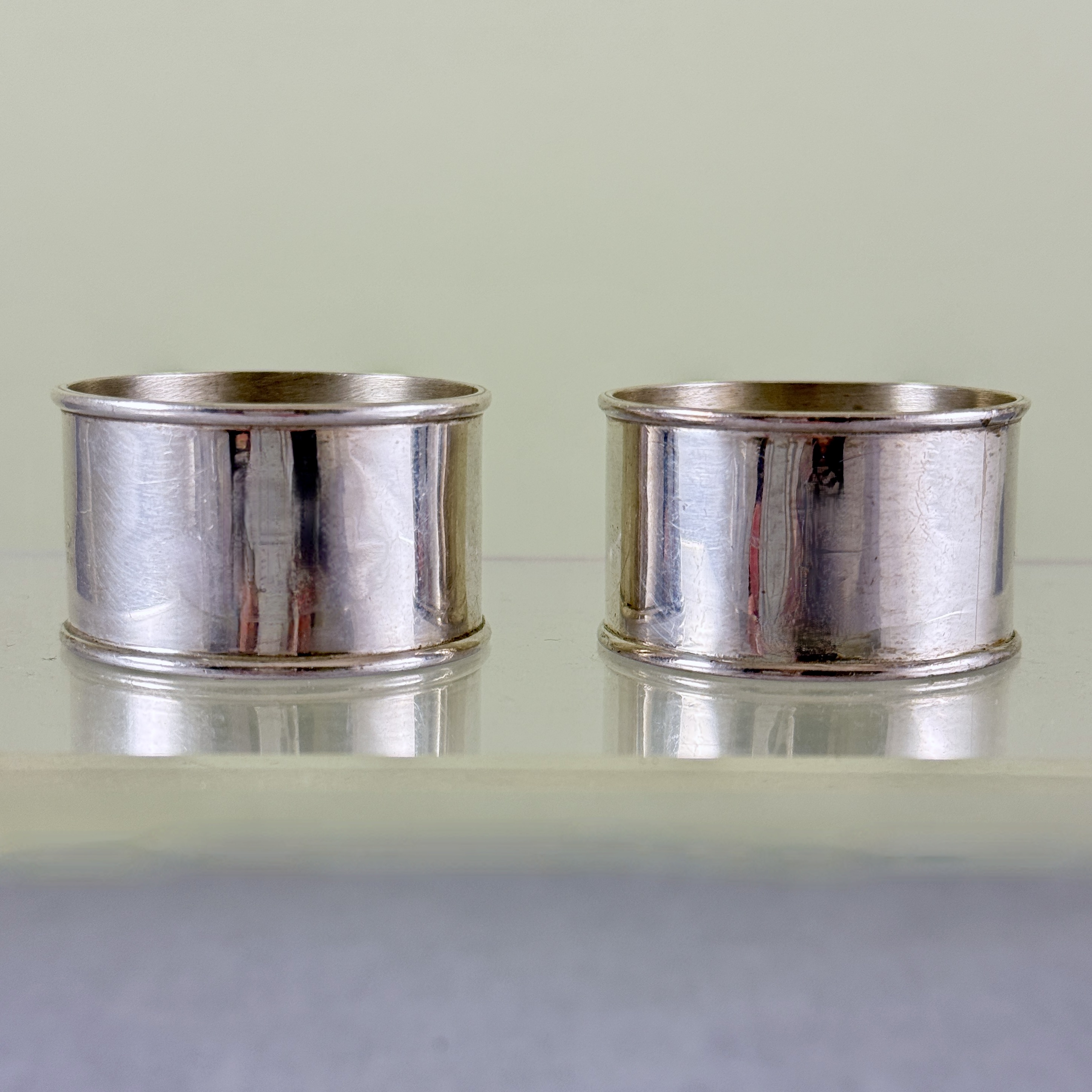1930s Mexican Sterling Silver Napkin Rings, a pair