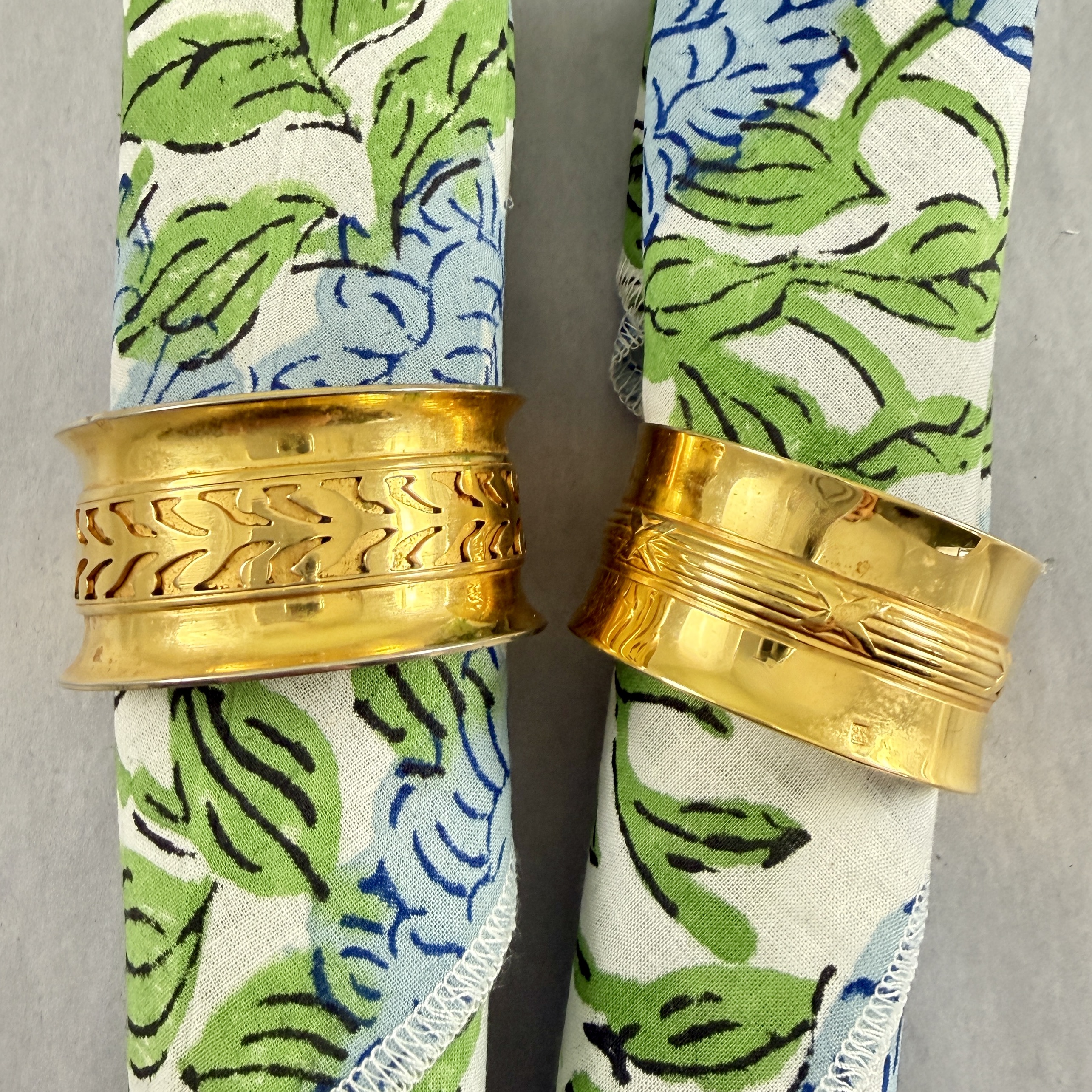 French Gold Plated Napkin Rings, a mixed pair - SOLD