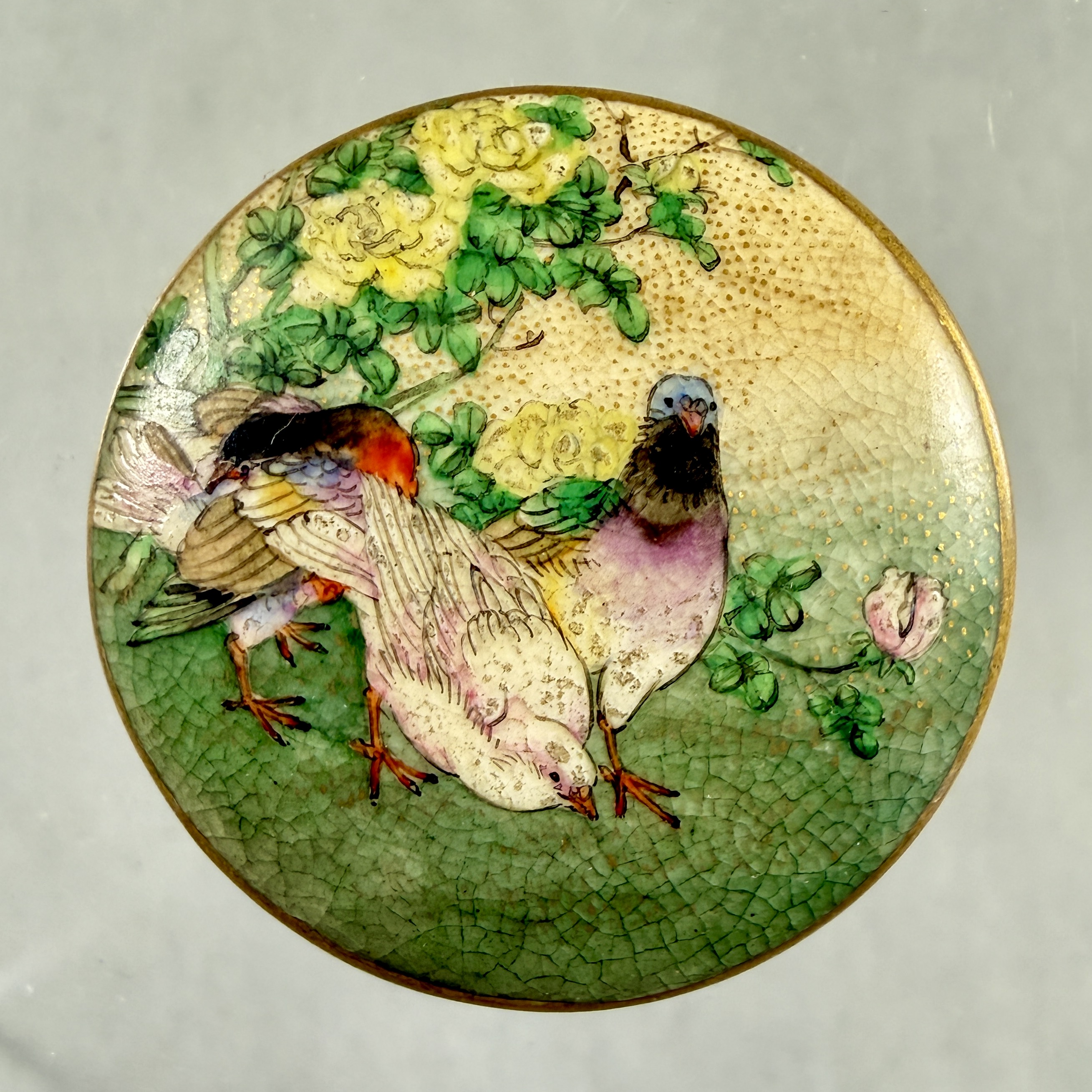 19th Century Satsuma Pigeon Obi Button