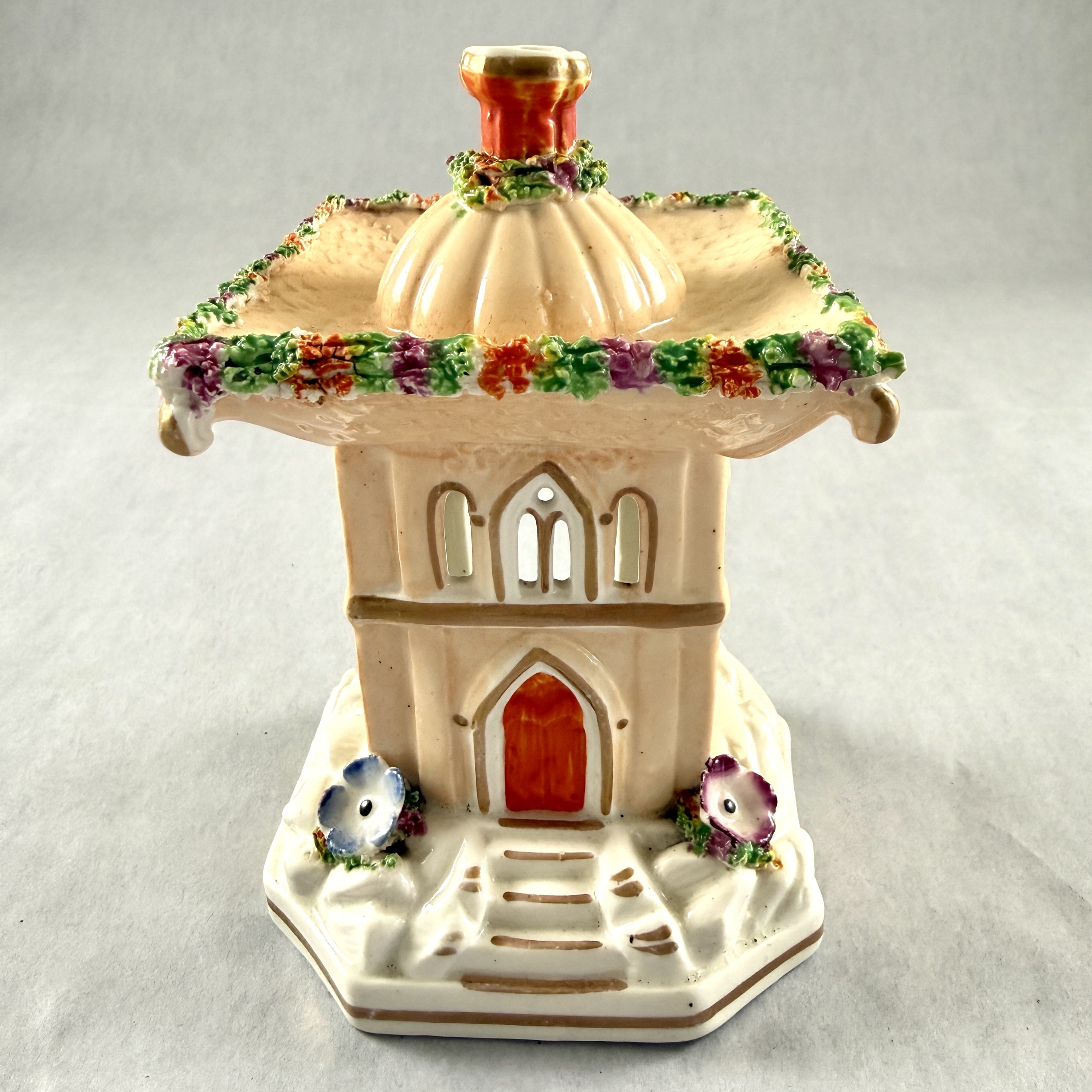 Staffordshire Salmon Roof Bocage Pastille Burner