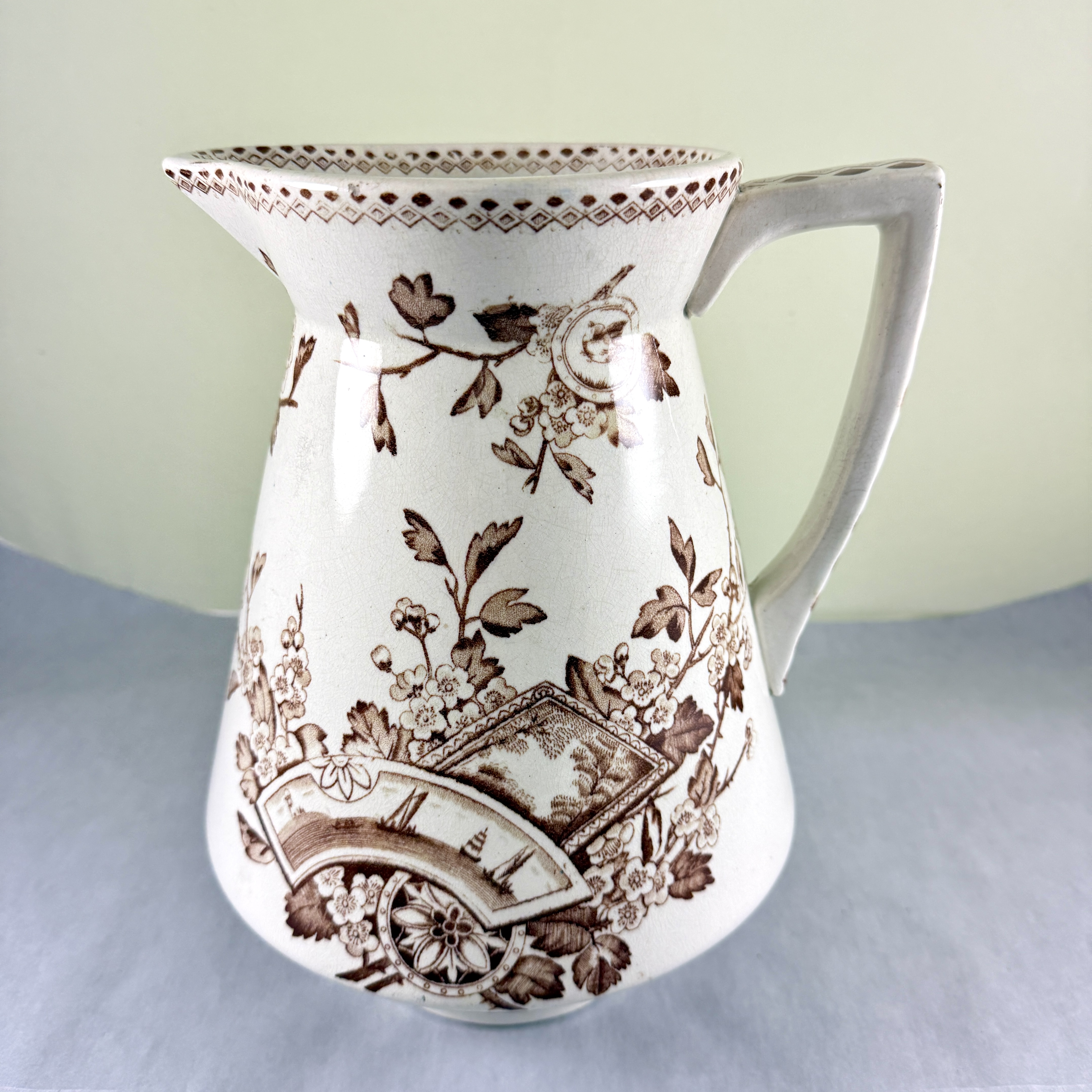English Aesthetic Movement Large Ironstone Pitcher