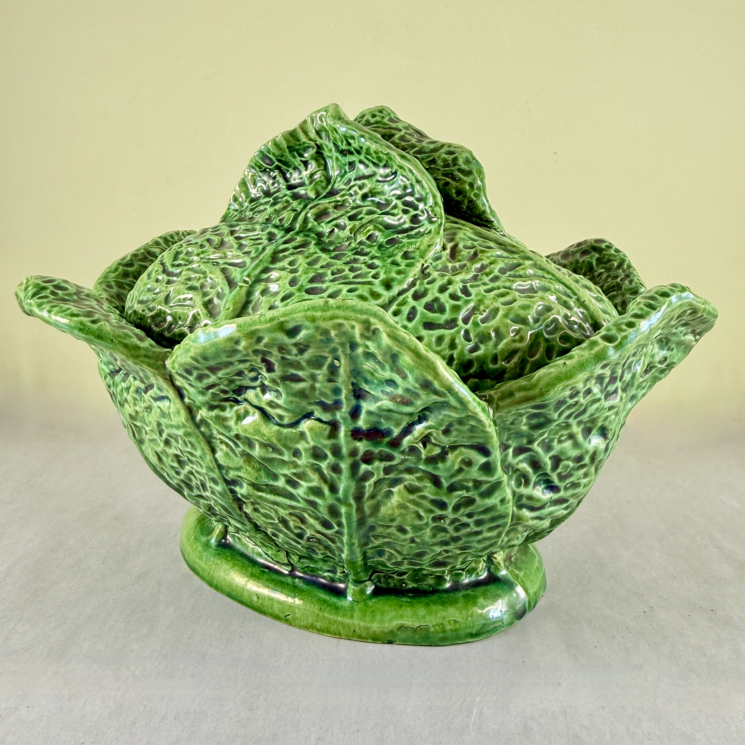 Portuguese Majolica Cabbage Leaf Tureen, circa 1930s