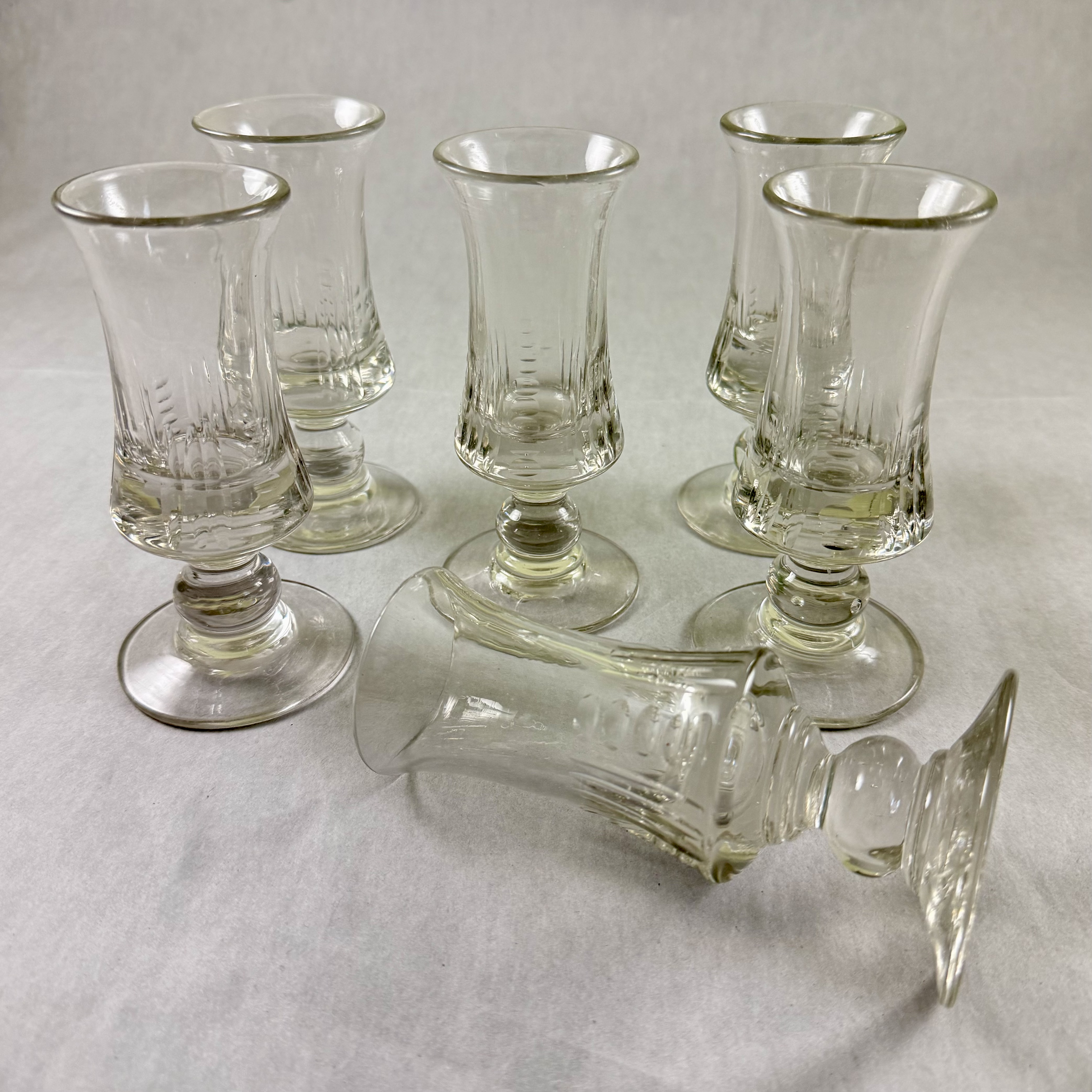 Late 19th C French Hand Blown Absinthe Glasses, Set/6