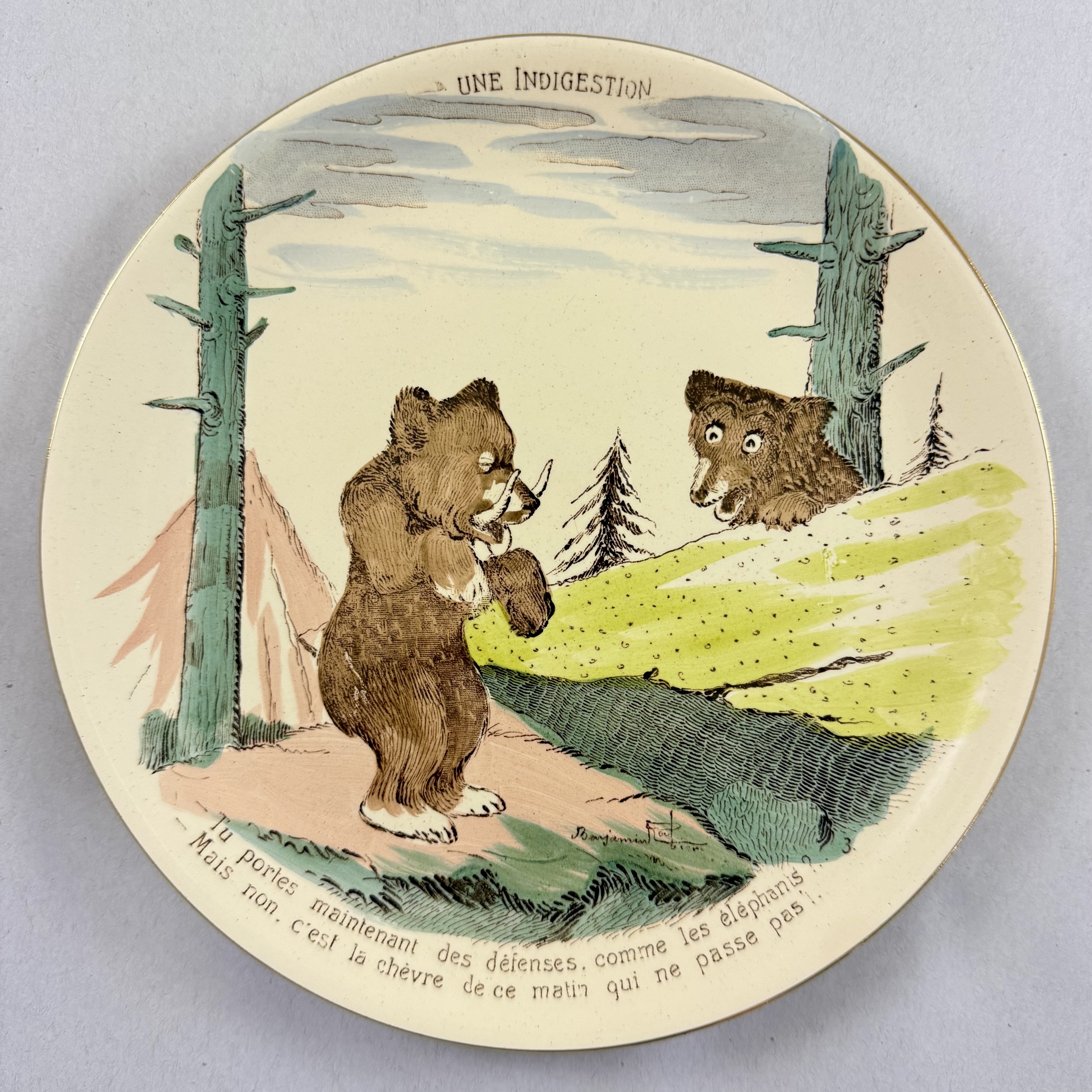 Sarreguemines Benjamin Rabier Childs Plate, Un Indigestion