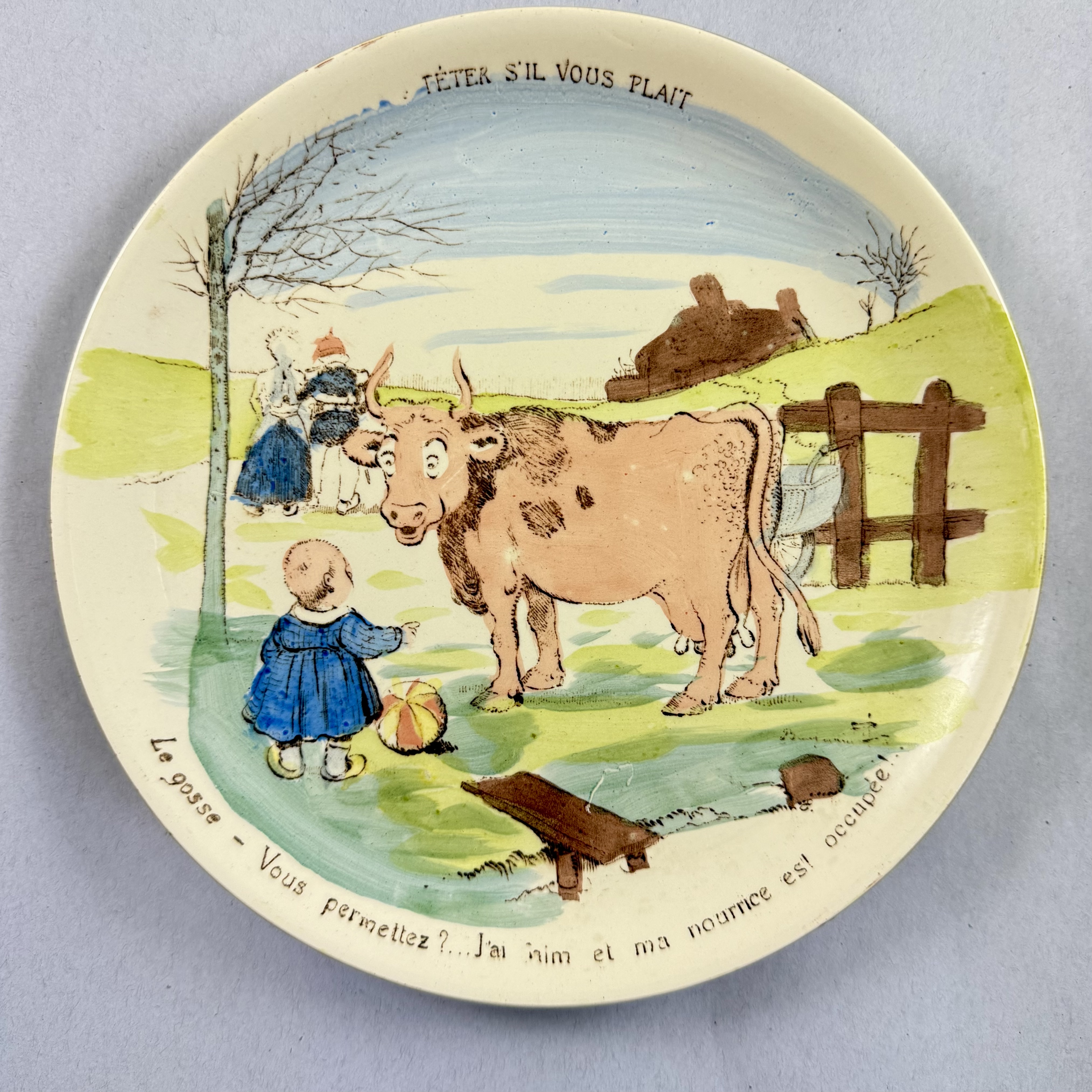 Sarreguemines Benjamin Rabier Childs Plate, Teter s'il vous plait