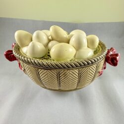 French Majolica Choisy le Roi Egg Basket & Bows Lidded Tureen