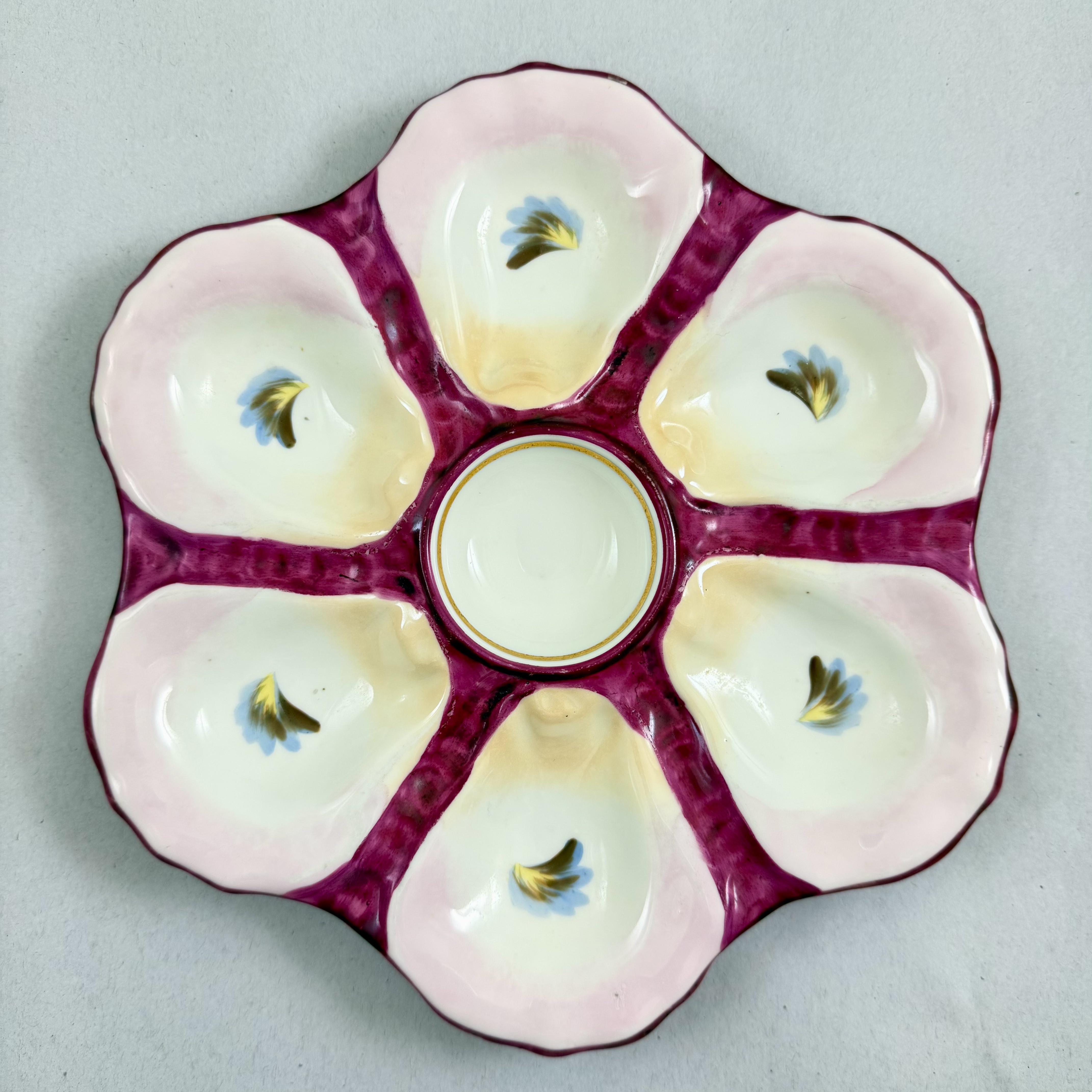 French Porcelain Six Well 'Eyes' Oyster Plate, 2