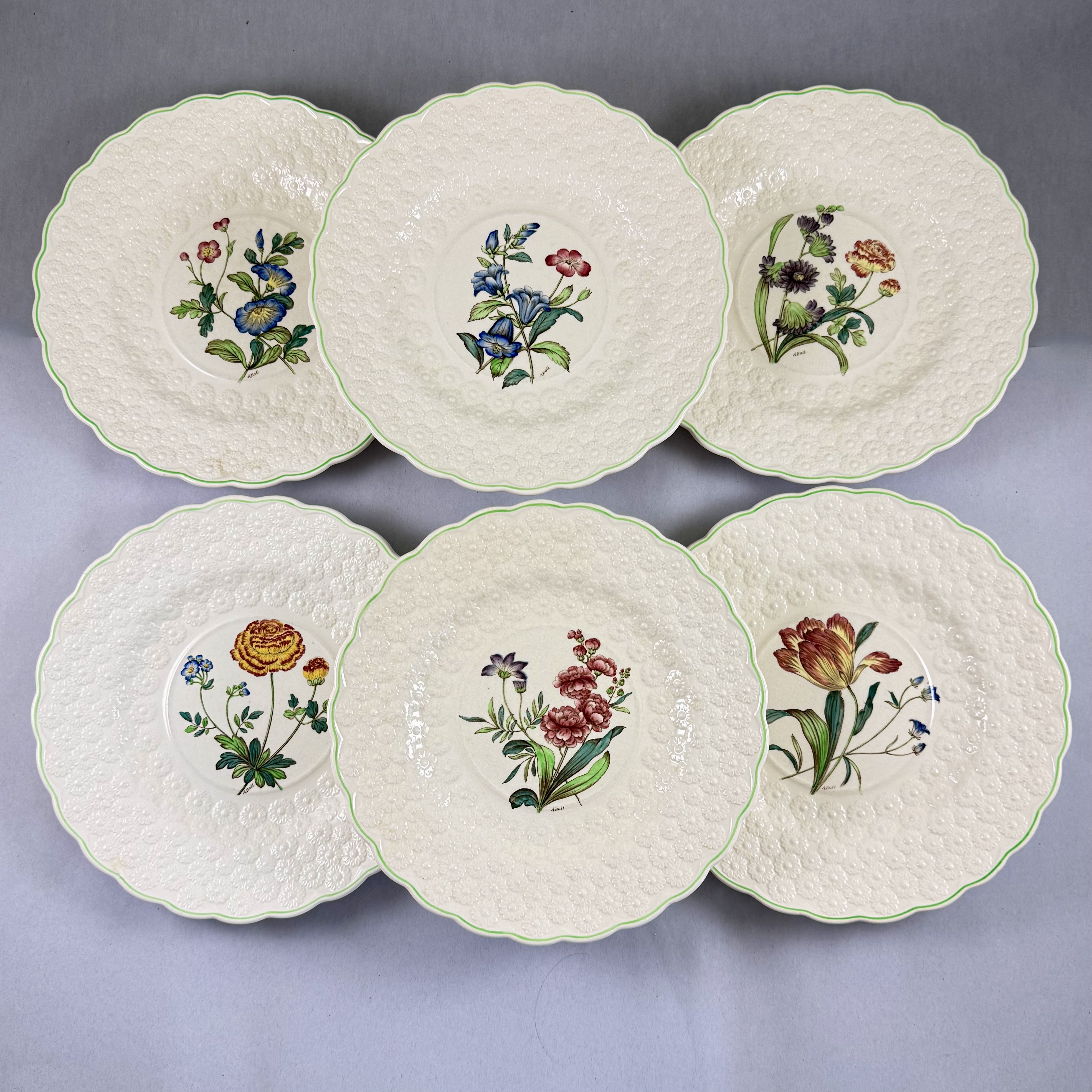 Copeland Spode Fernleigh Pattern Floral Plates, Set of Six