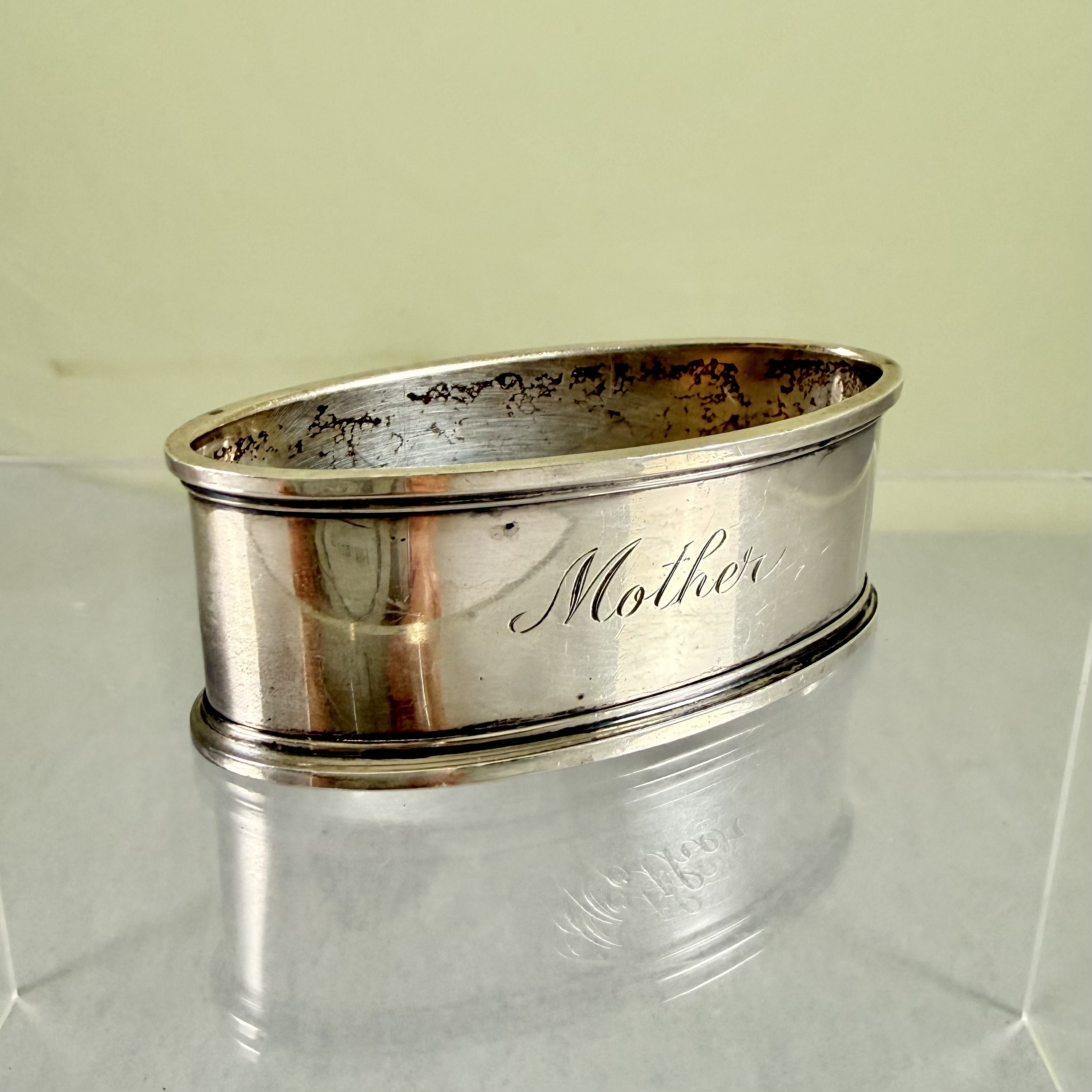 Sterling Silver Oval Napkin Ring - Mother